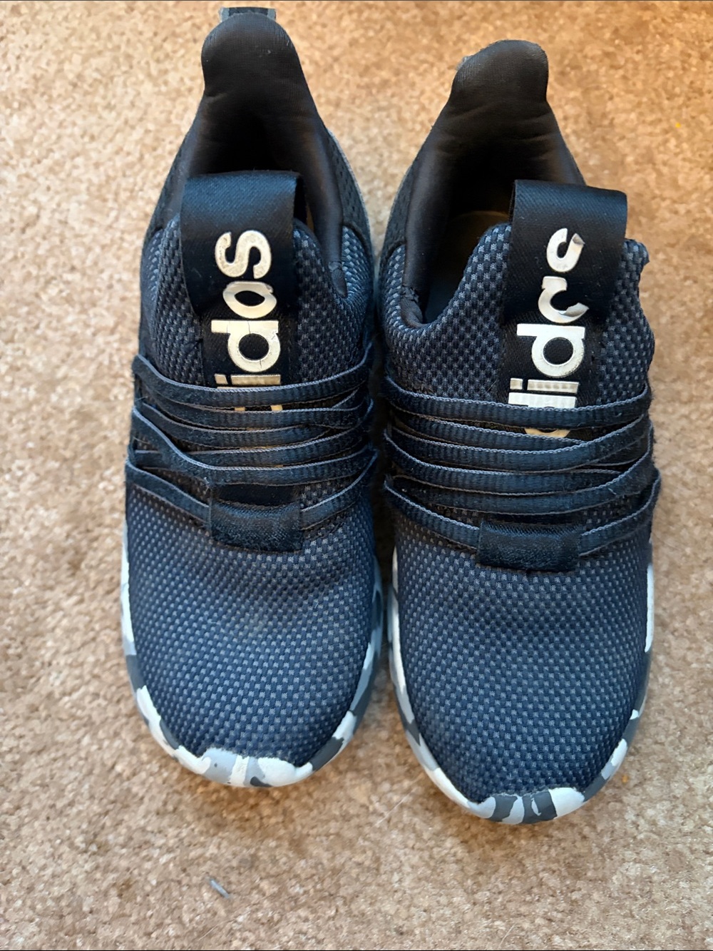 adidas Boys’ Black Sneakers with Camouflage Heel Accents